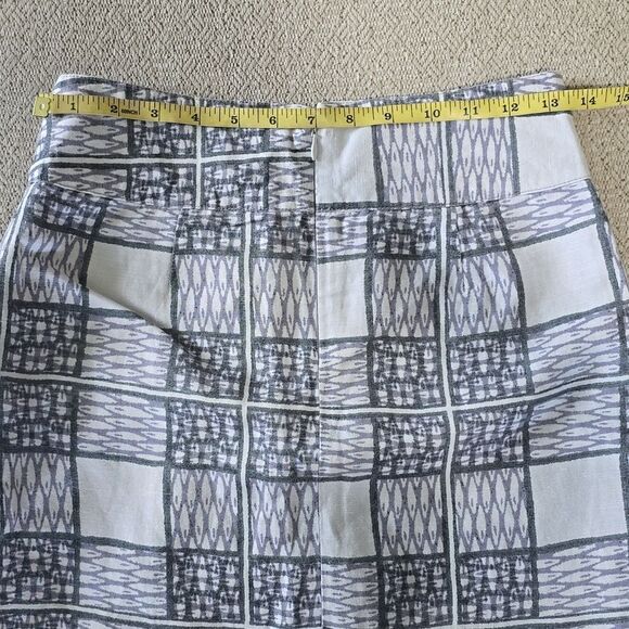 Banana Republic Gray Linen Blend Plaid Pleated Skirt - Size 0 - Picture 7 of 13